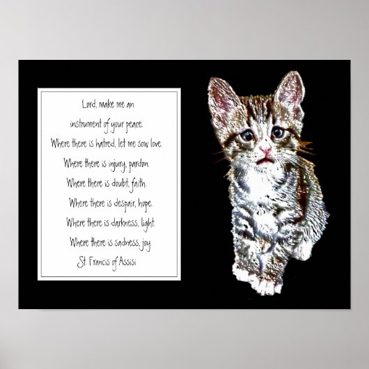 St. Francis van Assisi Prayer met Sweet Kitten Cat Poster (Voorkant)