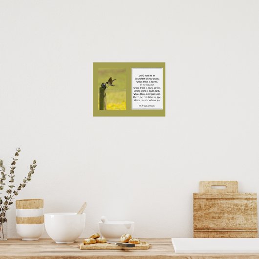 St. Francis van Assisi Prayer met vogelfamilie Poster (Keuken)