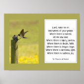St. Francis van Assisi Prayer met vogelfamilie Poster (Voorkant)