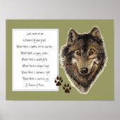 St. Francis van Assisi Prayer met Wolf & Tracks Poster (Voorkant)