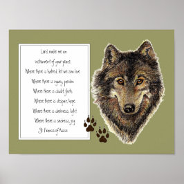St. Francis van Assisi Prayer met Wolf & Tracks Poster