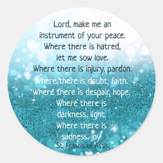 St. Francis van Assisi Prayer Sneeuwvlok Winter Ronde Sticker (Voorkant)