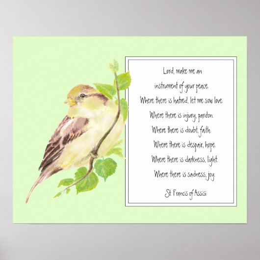 St. Francis van Assisi, Prayer Sparrow Poster (Voorkant)