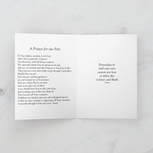 St. Francis van Assisi Prayer voor huisdieren Kaart (Binnen)