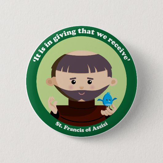 St. Francis van Assisi Ronde Button 5,7 Cm (Voorkant)