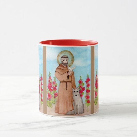 St. Francis van Assisi w Coyote Waterverf Gift Mok (Midden)