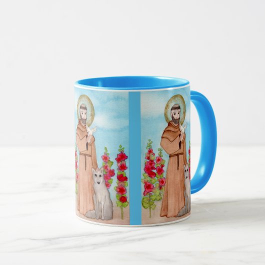 St. Francis van Assisi w Coyote Waterverf Gift Mok (Voorkant rechts)
