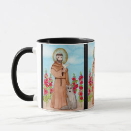 St. Francis van Assisi w Coyote Waterverf Gift Mok