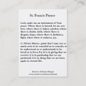 St. Francis van de Heilige Kaarten van Assisi Visitekaartje (Achterkant)