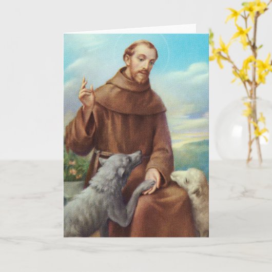 St. Francis van het Dierenvriend van Assisi Kaart (Gele Bloem)