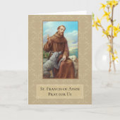 St. Francis van het Wenskaart w/prayer van Assisi Kaart (Gele Bloem)