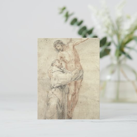 St. Francis verwerpt de wereld en Embracing Briefkaart (Staand voorkant)