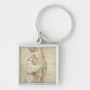 St. Francis verwerpt de wereld en Embracing Sleutelhanger
