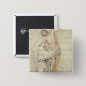 St. Francis verwerpt de wereld en Embracing Vierkante Button 5,1 Cm (Voorkant /achterkant)