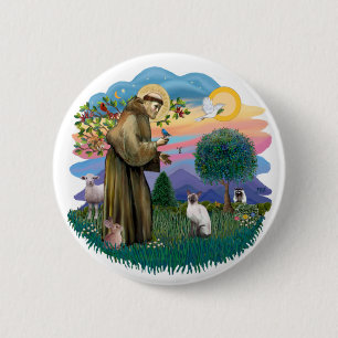 St. Franciscus / Blue Point Siamees Ronde Button 5,7 Cm