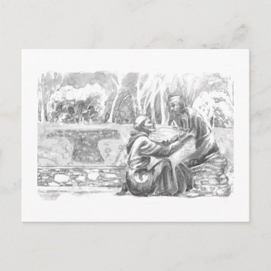 St. Franciscus en de melaatse Briefkaart (Voorkant)