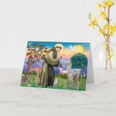 St Franciscus en Llama-Baby Kaart (Gele Bloem)