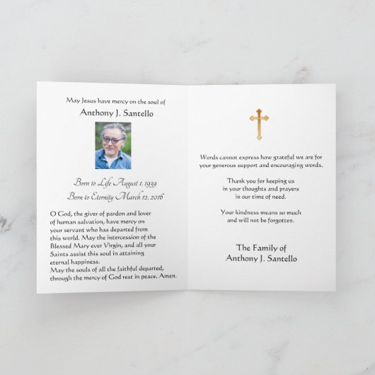 St. Franciscus Katholieke condoleances Dank u Bedankkaart (Binnen)