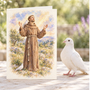 St. Franciscus van Assisi Aquarel Gebed voor Vrede Kaart