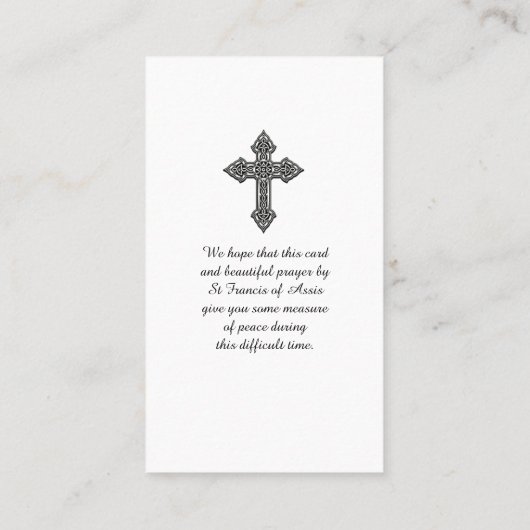 St. Franciscus van Assisi Gebed Sympathie Kaart Visitekaartje (Achterkant)