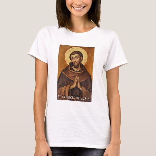 St. Franciscus van Assisi Katholiek T-shirt voor v (Voorkant)
