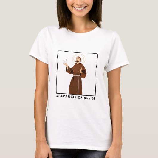 St. Franciscus van Assisi Katholiek T-shirt voor v (Voorkant)