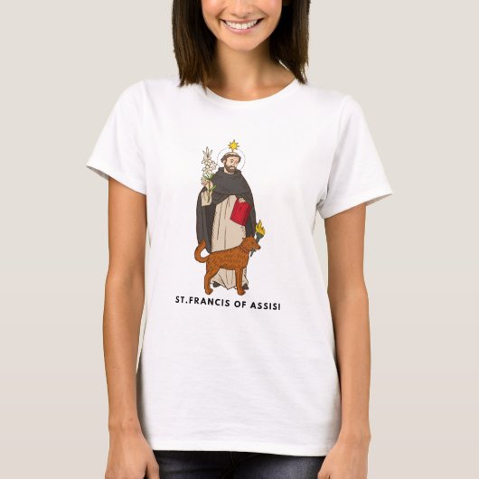 St. Franciscus van Assisi Katholiek T-shirt voor v (Voorkant)