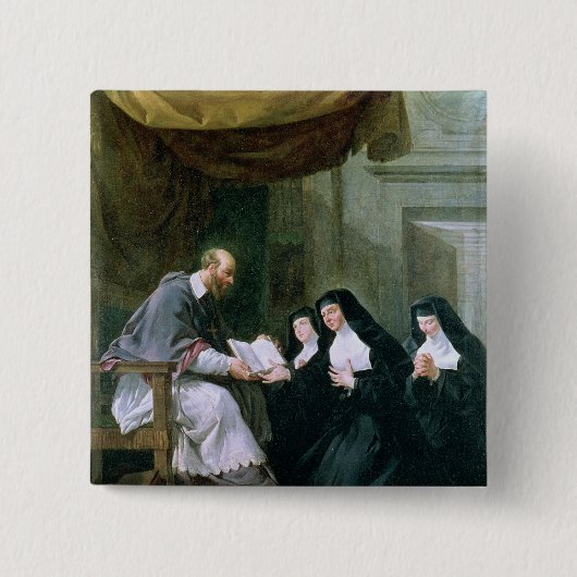 St. Francois de Sales Giving the Rule Vierkante Button 5,1 Cm (Voorkant)