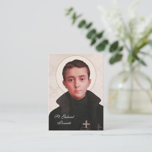 St. Gabriel Possenti Katholieke religieuze heilige Plaatskaartje (Staand voorkant)
