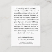 St. Gabriel Possenti Katholieke religieuze heilige Plaatskaartje (Achterkant)