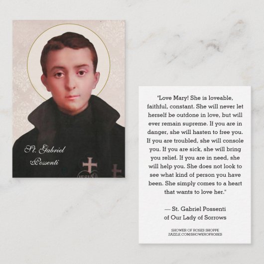 St. Gabriel Possenti Katholieke religieuze heilige Plaatskaartje (Voorkant / Achterkant)