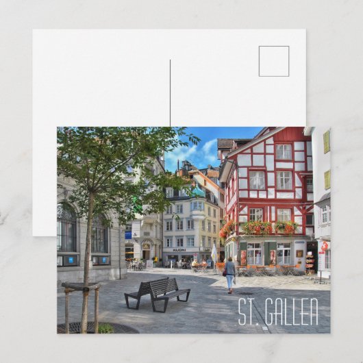 ST. GALLEN ZWITZERLAND, prachtig stadplein Briefkaart (Voorkant / Achterkant)