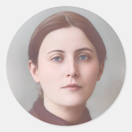 St. Gemma Galgani Round Catholic Stickers (Voorkant)