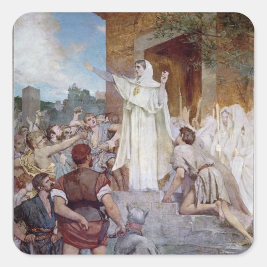 St. Genevieve Calming de Parisians Vierkante Sticker (Voorkant)