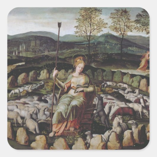 St. Genevieve Guarding haar lot Vierkante Sticker (Voorkant)