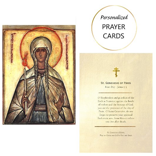 St. Genevieve of Paris Orthodox Prayer Card        Plaatskaartje