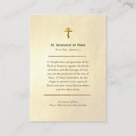 St. Genevieve of Paris Orthodox Prayer Card Plaatskaartje (Achterkant)