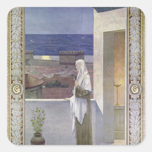 St. Genevieve Watches over de slaapstad Vierkante Sticker (Voorkant)