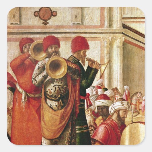 St. George Baptizing the Gentiles Vierkante Sticker (Voorkant)