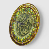 ST.GEORGE, BRONZE MEDALLION FLORAL CROWN GROTE KLOK (Hoek)