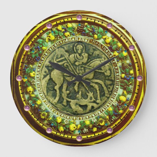 ST.GEORGE, BRONZE MEDALLION FLORAL CROWN GROTE KLOK (Voorkant)