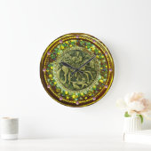 ST.GEORGE, BRONZE MEDALLION FLORAL CROWN GROTE KLOK (Huis)