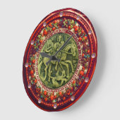 ST.GEORGE, BRONZE MEDALLION FLORAL CROWN GROTE KLOK (Hoek)