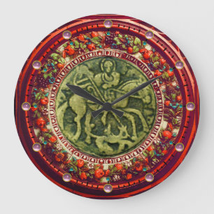 ST.GEORGE, BRONZE MEDALLION FLORAL CROWN GROTE KLOK