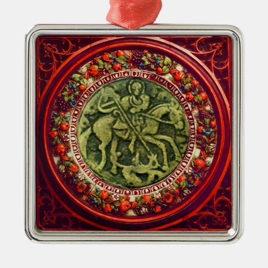 ST.GEORGE, BRONZE MEDALLION FLORAL CROWN METALEN ORNAMENT (Voorkant)