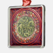 ST.GEORGE, BRONZE MEDALLION FLORAL CROWN METALEN ORNAMENT (Links)