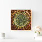 ST.GEORGE, BRONZE MEDALLION FLORAL CROWN VIERKANTE KLOK (Huis)