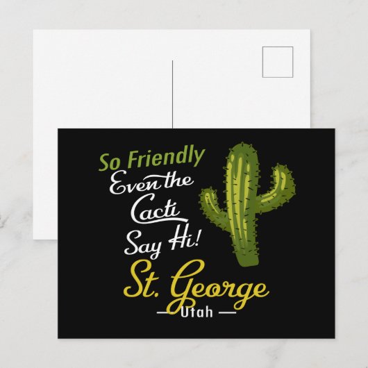 St George Cactus Funny Retro Briefkaart (Voorkant / Achterkant)