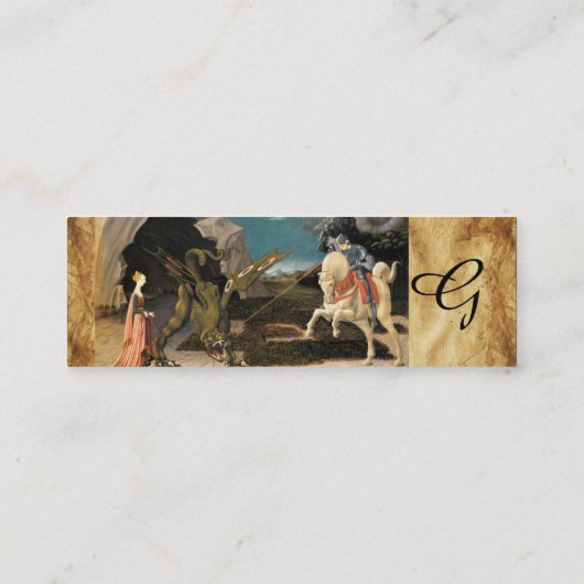 ST. GEORGE, DRAGON EN PRINCESS PARCHMENT MONOGRAM MINI VISITEKAARTJE (Achterkant)