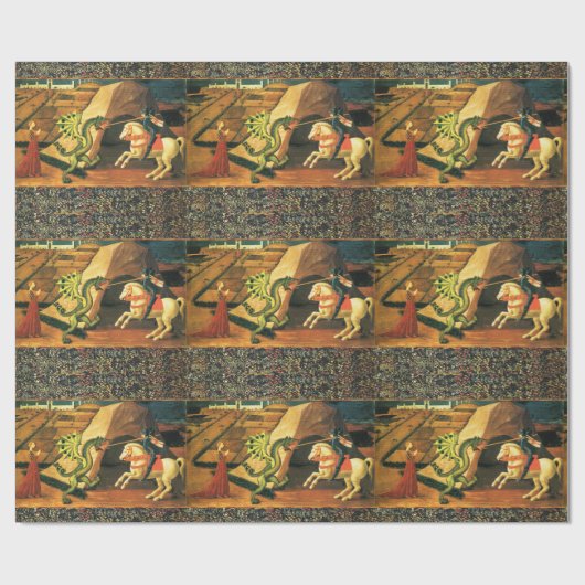 ST. GEORGE, DRAGON EN PRINCIPE Geel groen Cadeaupapier (Vlak)
